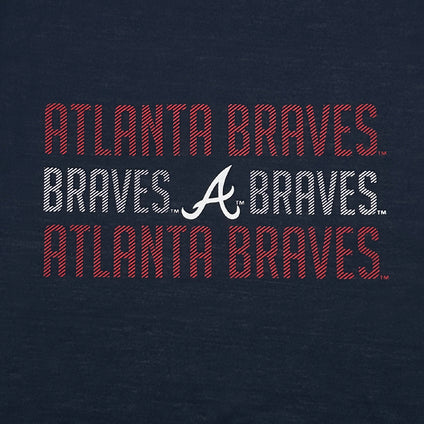 Atlanta Braves Stripe Text Tee Shirt