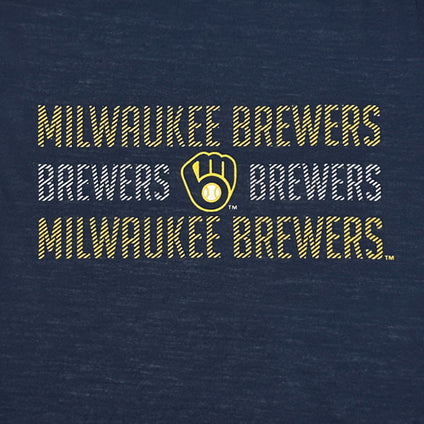 Milwaukee Brewers Stripe Text Tee Shirt