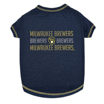 Milwaukee Brewers Stripe Text Tee Shirt