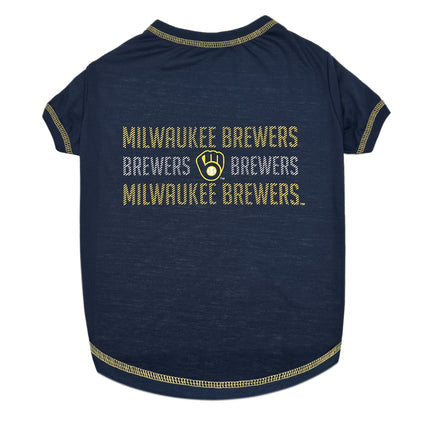 Milwaukee Brewers Stripe Text Tee Shirt