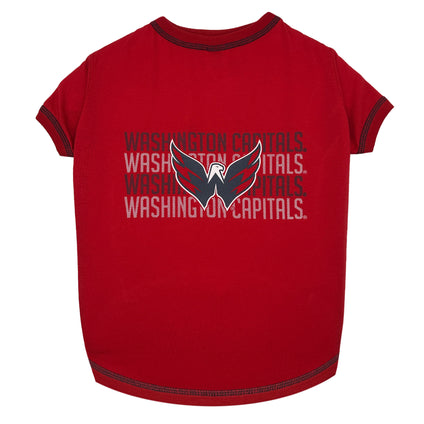 Washington Capitals Pet Stripe Text Tee Shirt