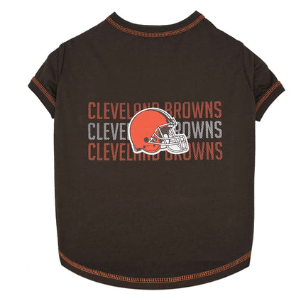 Cleveland Browns Pet Stripe Text Tee Shirt