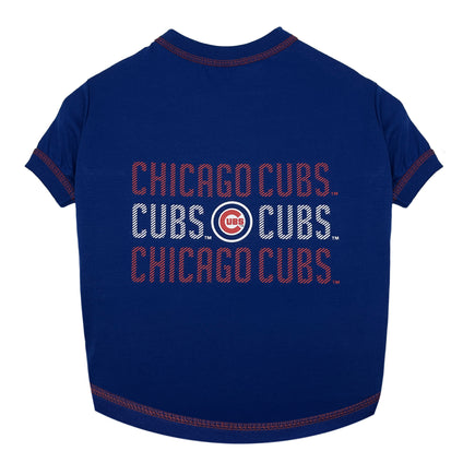 Chicago Cubs Stripe Text Tee Shirt