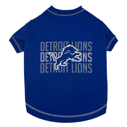 Detroit Lions Pet Stripe Text Tee Shirt