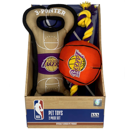 LA Lakers 2pc Pet Toy Boxset