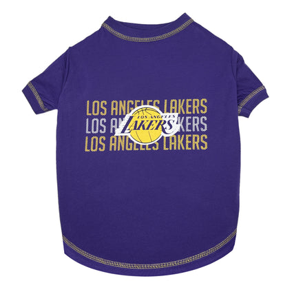 LA Lakers Stripe Text Tee Shirt