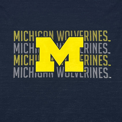 Michigan Woverines Stripe Text Tee Shirt