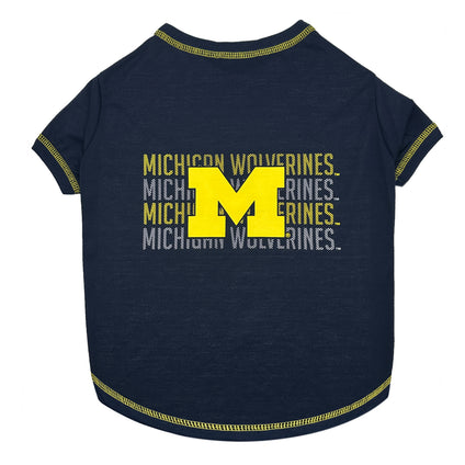 Michigan Woverines Stripe Text Tee Shirt
