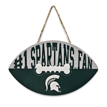 MICHIGAN STATE FOOTBALL SHAPE SIGN