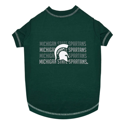 Michigan State Spartans Stripe Text Tee Shirt