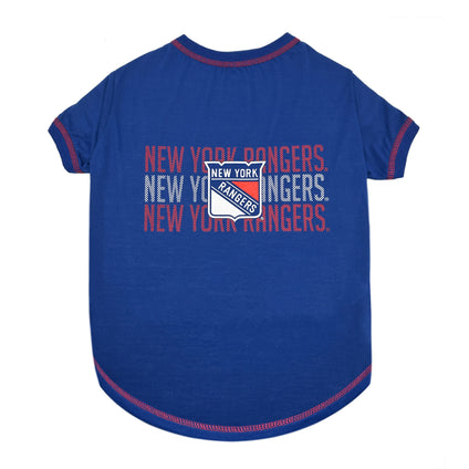 New York Rangers Pet Stripe Text Tee Shirt